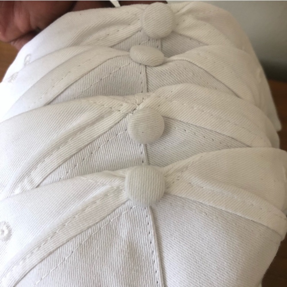 (4) Solid White Baseball Caps NWT - image 7